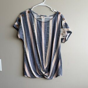 Casual Striped Short Sleeve Top